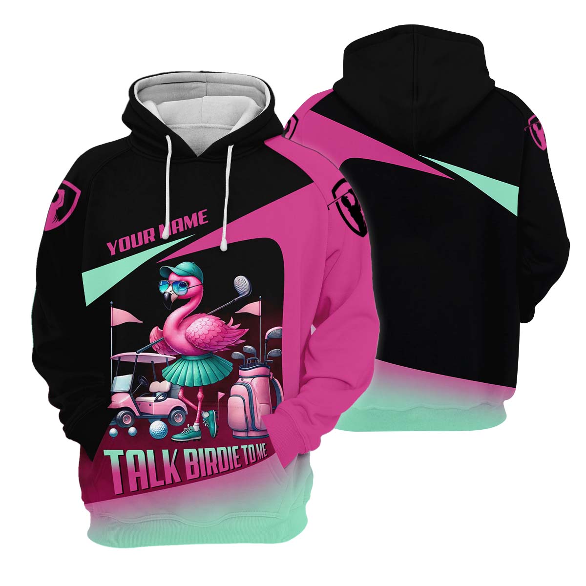 Talk Birdie To Me Custom Flamingo Womens Golf Polo Shirt, Funny Golf Shirt, Gift For Golfers