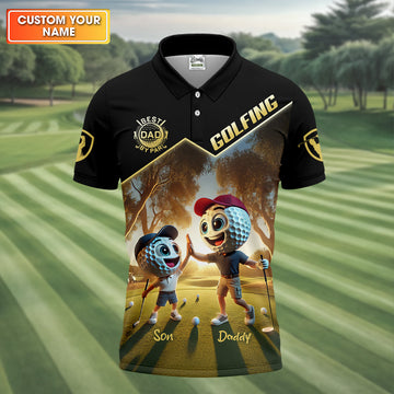 Best Dad By Par Custom Men's Golf Polo Shirt, Dad Golf Gift, Christmas Golf Gift