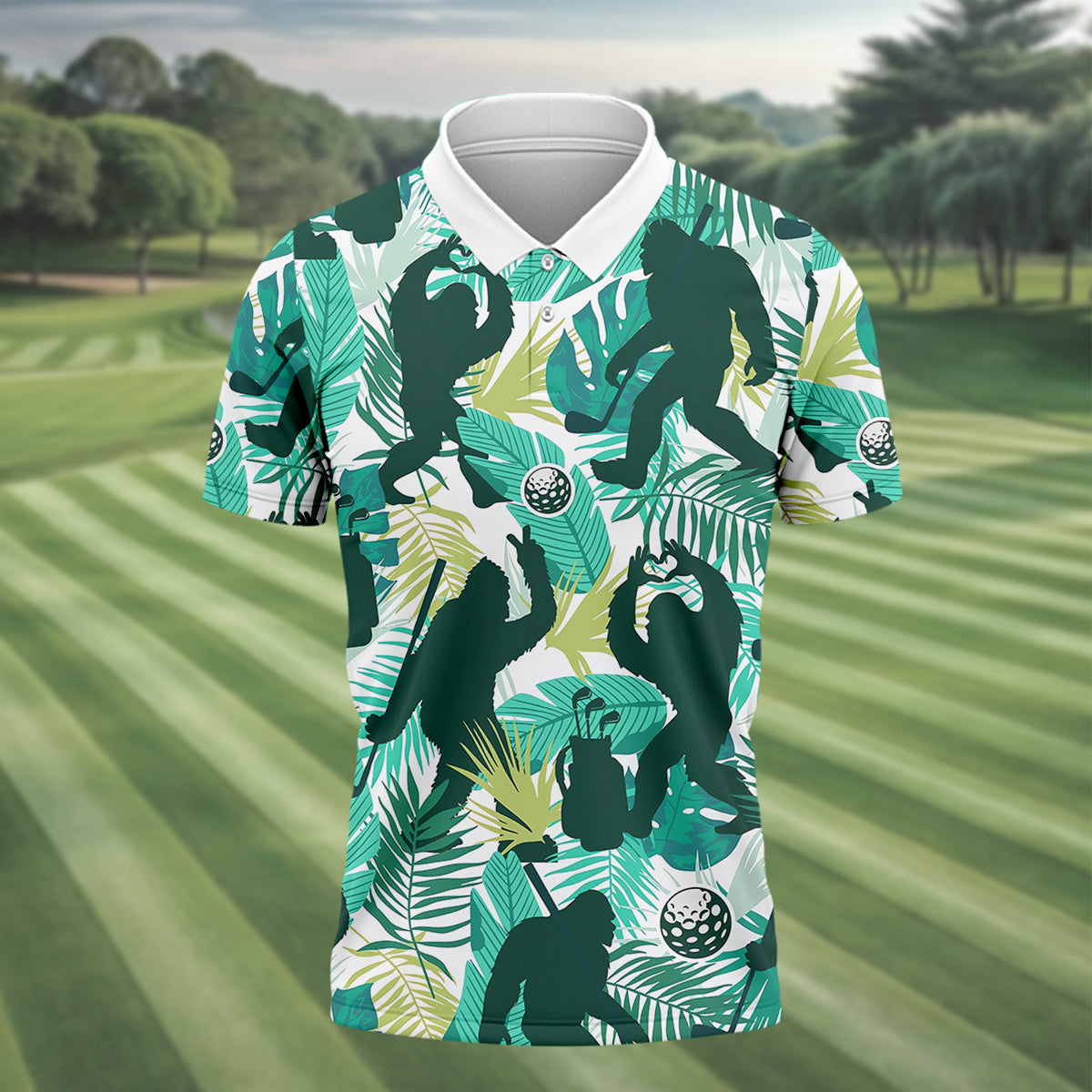 Bigfoot Sasquatch Golf Polo Shirt, Funny Golf Shirt, Men Golf Gifts