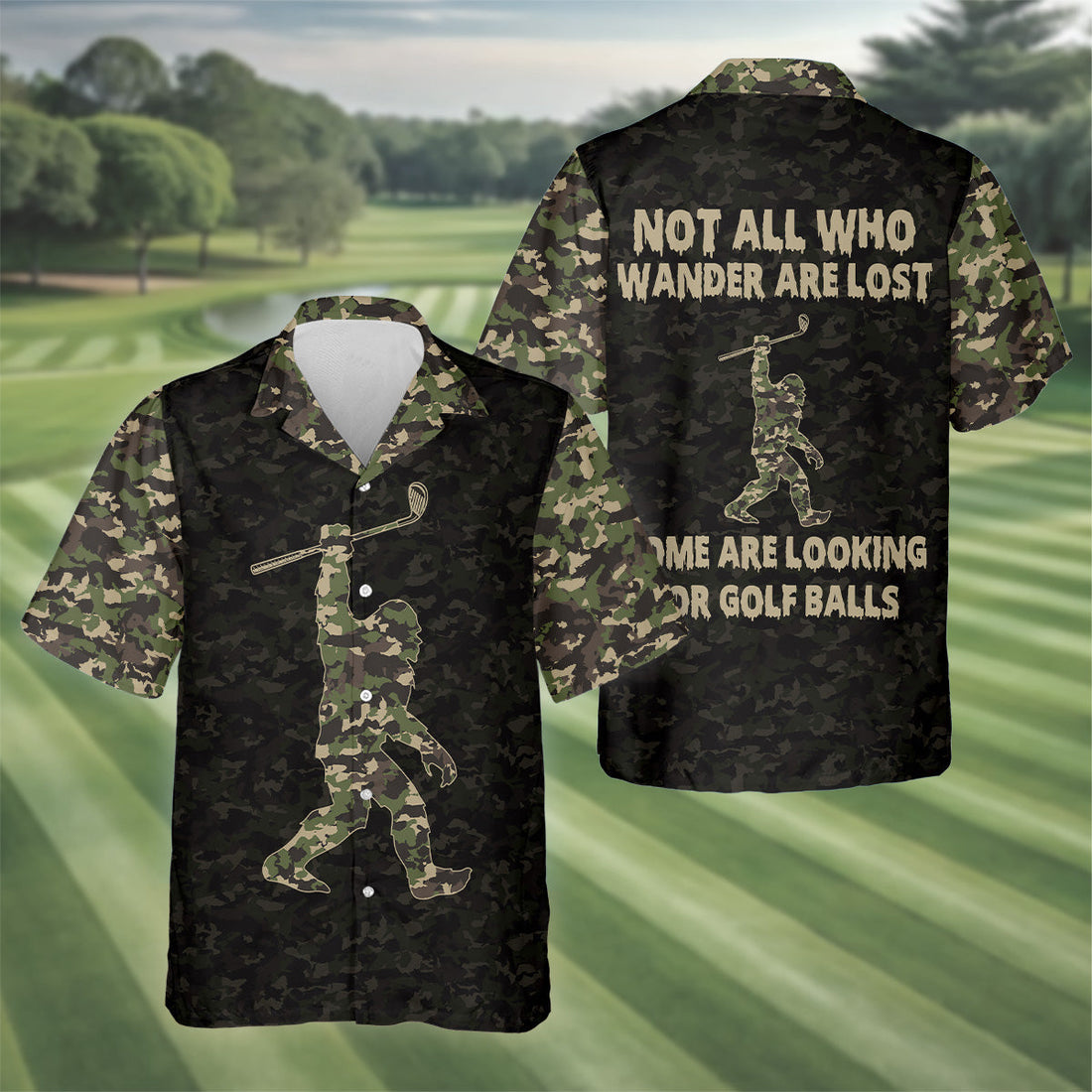Funny Bigfoot Men's Golf Polo Shirt, Mens Golf Shirt, Funny Golf Shirt, Gift For Golfers
