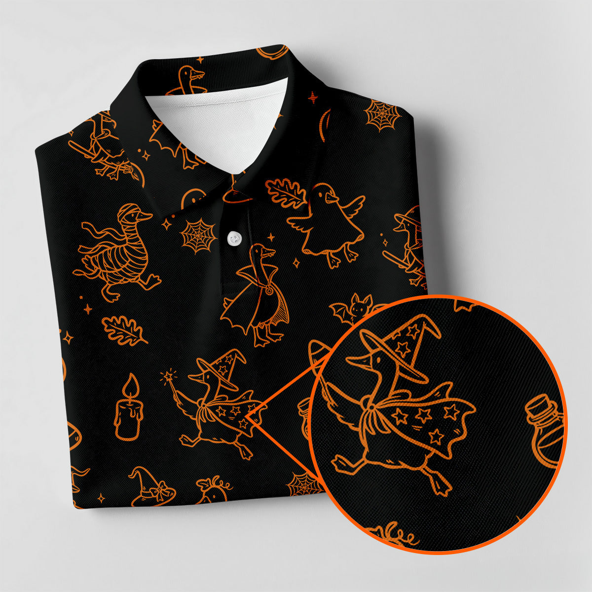 Goose Halloween, Doodle Pattern, Black Orange Golf Polo, Sleeveless Womens Golf Shirts, Ladies Golf Shirts