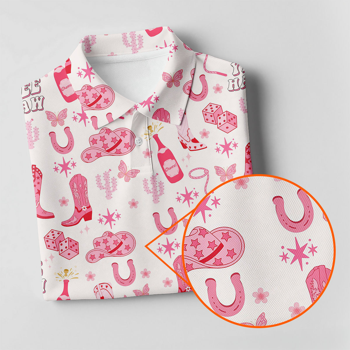 Yee Haw Cowgirl Pink Golf Polo, Western Golf Shirt, Womens Sleeveless Polo, Ladies Golf Shirts