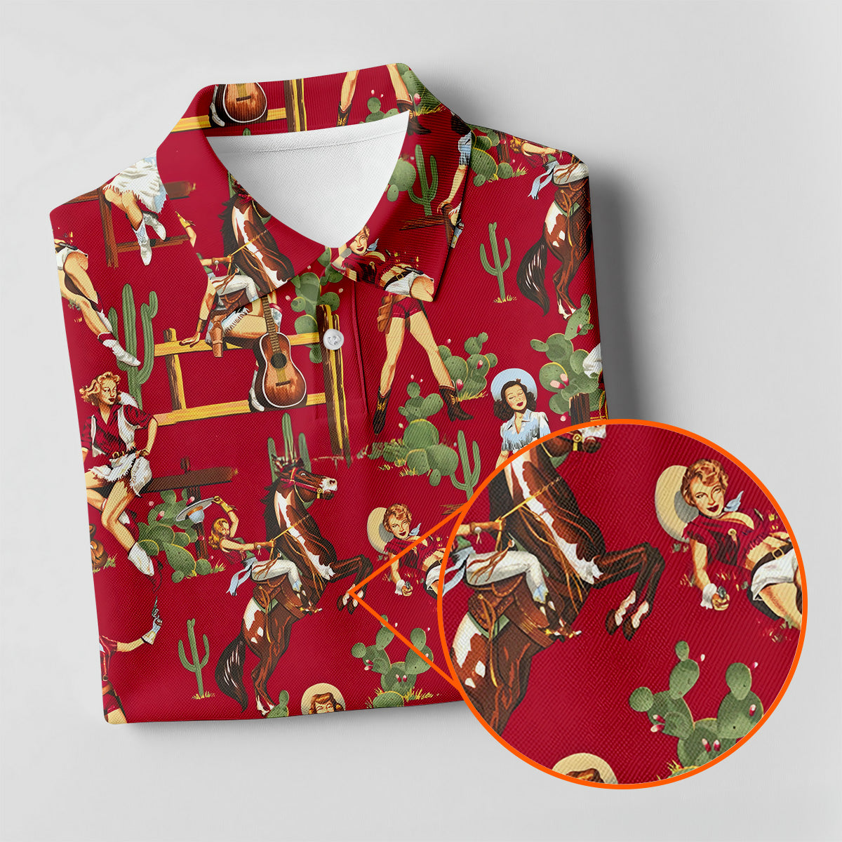 Western Cowgirl Red Golf Shirt, Womens Sleeveless Polo, Ladies Golf Shirts, Cool Golf Gifts