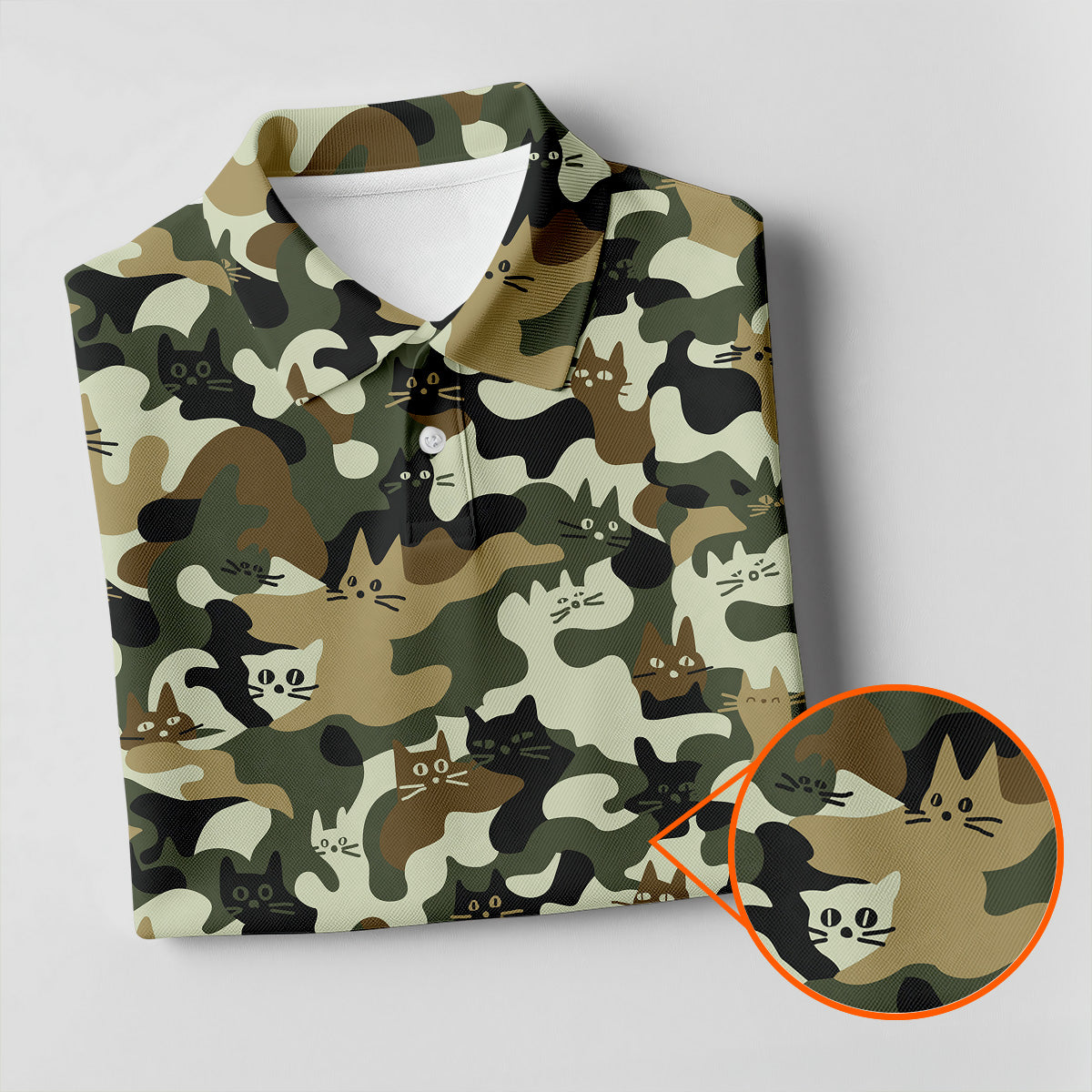 Funny Cat Camo Men's Golf Polo Shirt, Cat Golf Shirt, Funny Golf Shirt, Mens Golf Gift