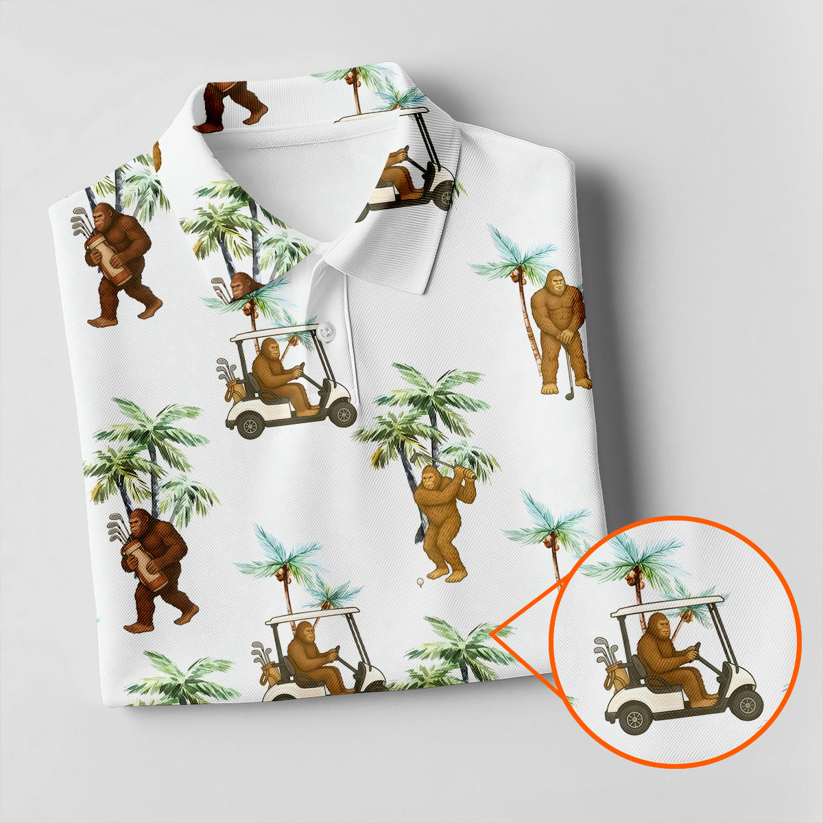 Funny Bigfoot Golf Hawaiian Shirt, Tropical Golf Shirts, Ladies Sleeveless Polo, Golfing Apparel