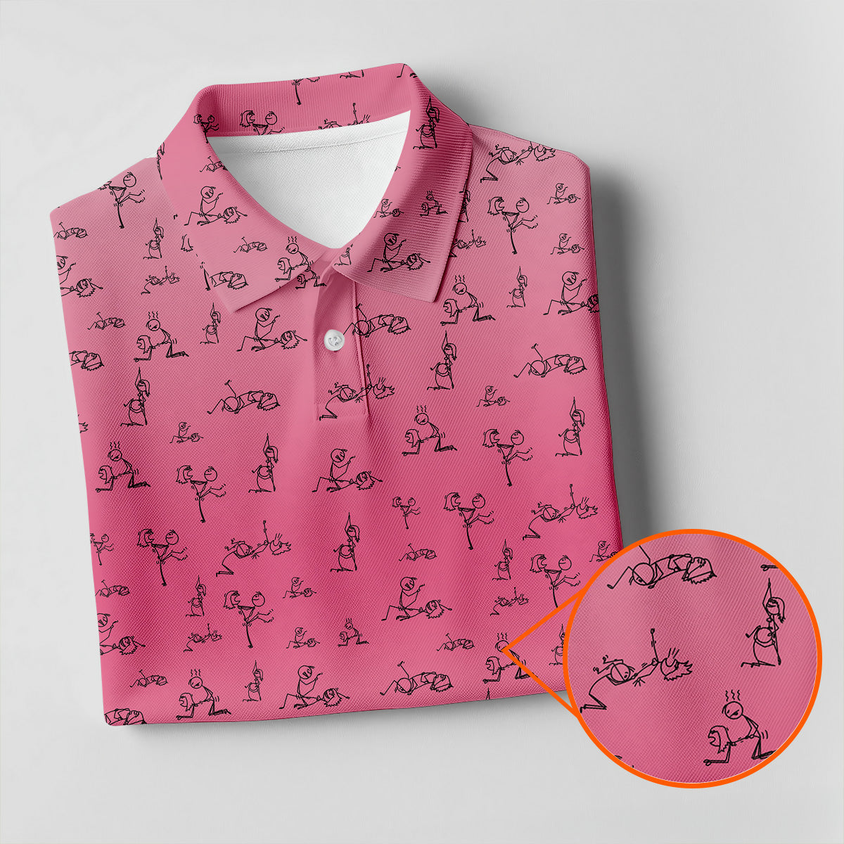 Funny Stickman Ladies Pink Golf Shirt, Unique Gift For Golfer, Ladies Golf Polos, Golfing Apparel