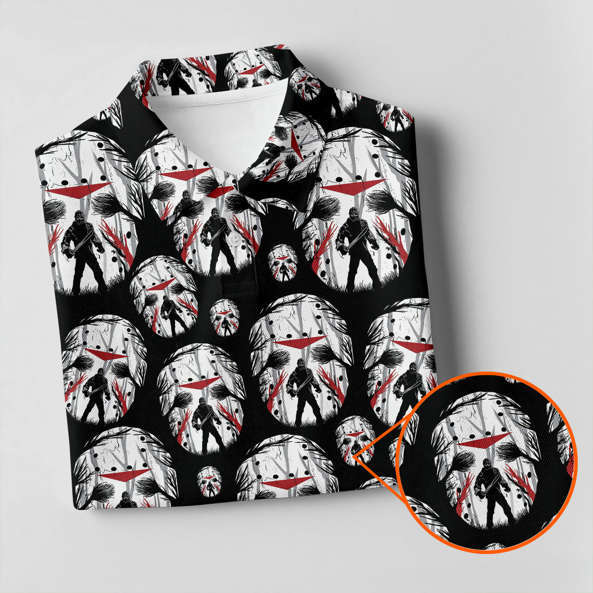 Jason Horror Character Men's Polo Shirt, Horror Movie Shirt, Halloween Golf Shirt, Scary Halloween Shirts