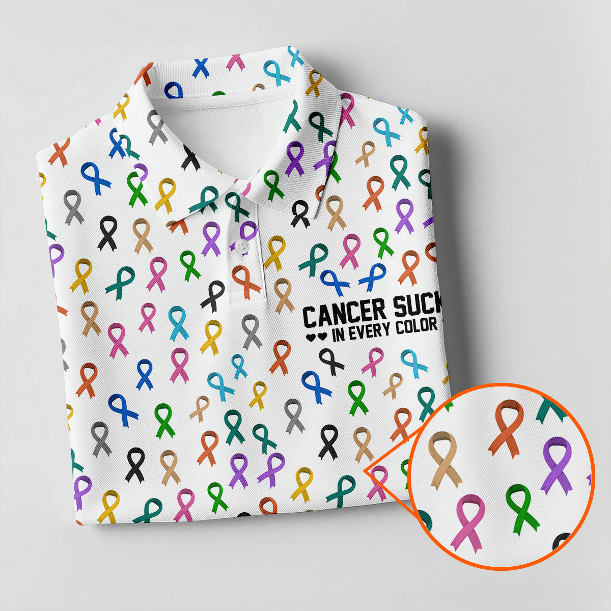 Cancer Sucks In Every Color Men's Polo Shirt, Cancer Awareness Shirt, Cancer Survivor Shirt, Golf Gift For Men