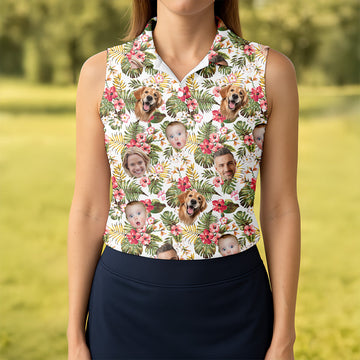 Custom Hawaiian Shirt With Face, Womens Golf Gifts, Women's Long Sleeve Golf Shirts, Ladies Golf Tops