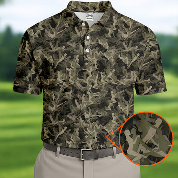 Funny Sex Positions Stick Figure Camo Golf Tops For Men, Unique Gift For Golfer, Men's Golf Polo