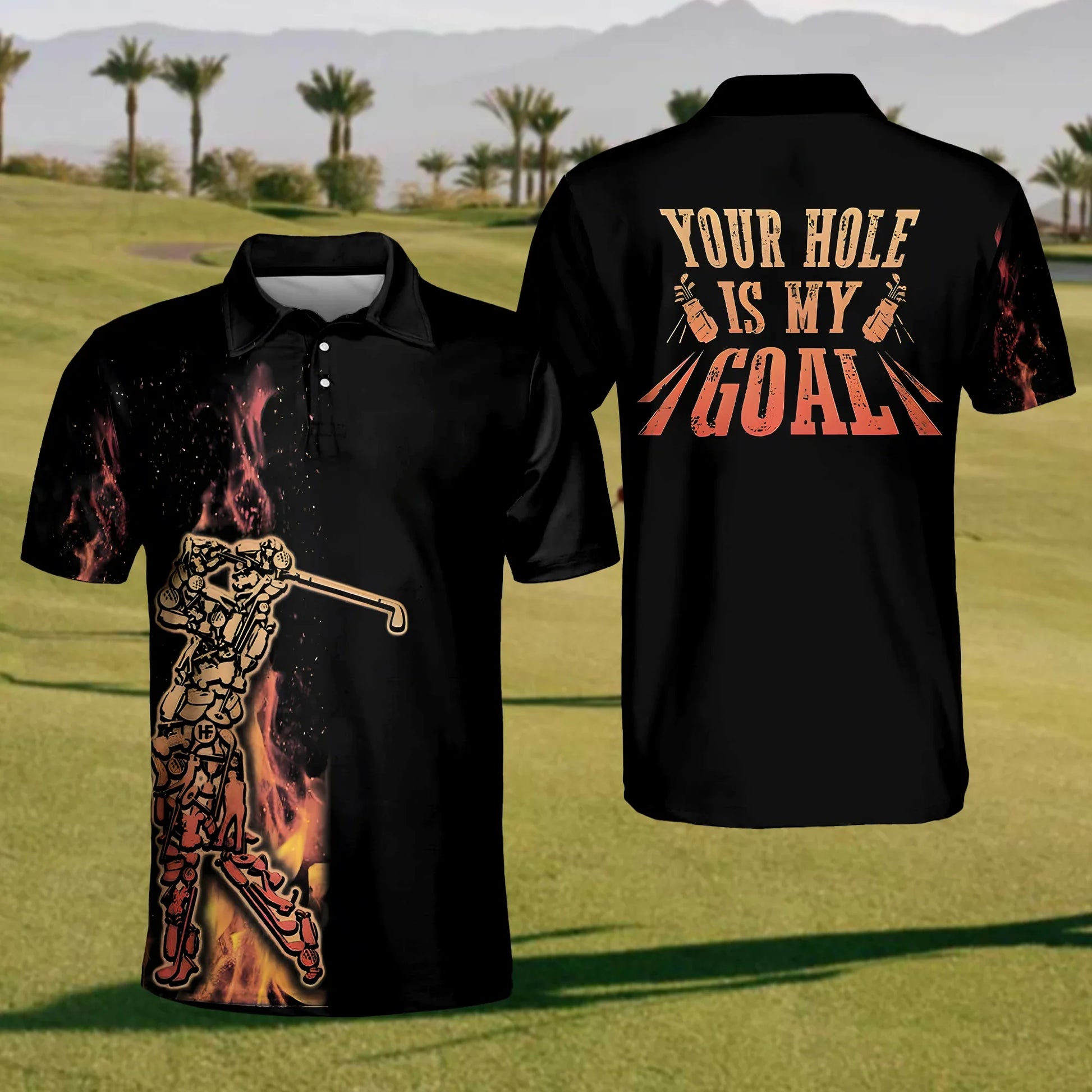 Your Hole Is My Goal Mens Golf Polo Shirt, Mens Golf Gift, Mens Golf Shirt