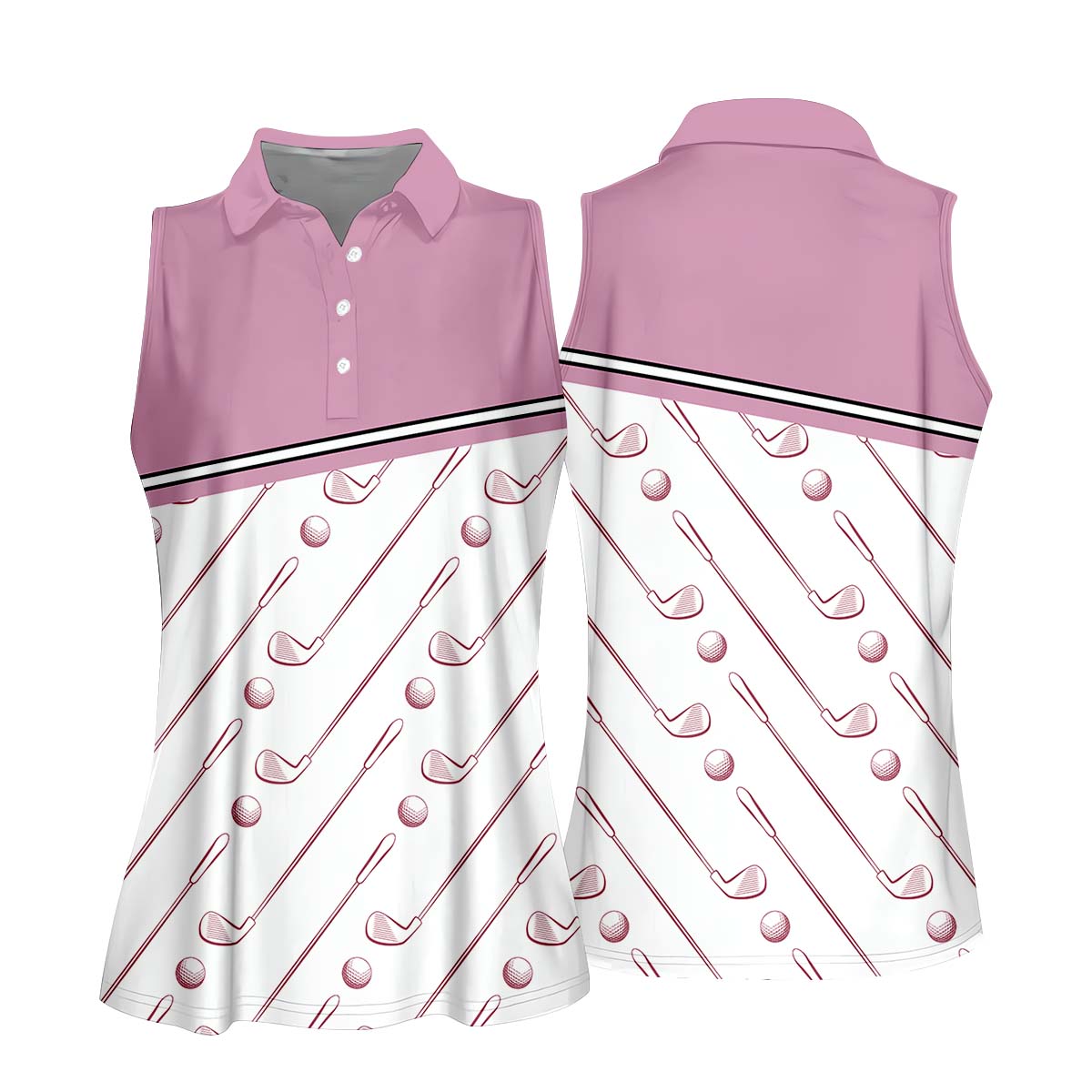 Pink Womens Golf Polo Shirt, Golfing Apparel, Womens Golf Gifts
