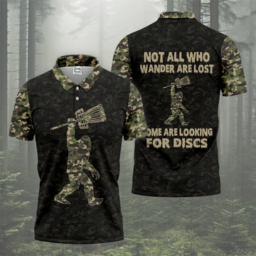Funny Bigfoot Discs Golf Men's Golf Polo Shirt, Camo Golf Shirt, Mens Golf Shirt, Funny Golf Shirt