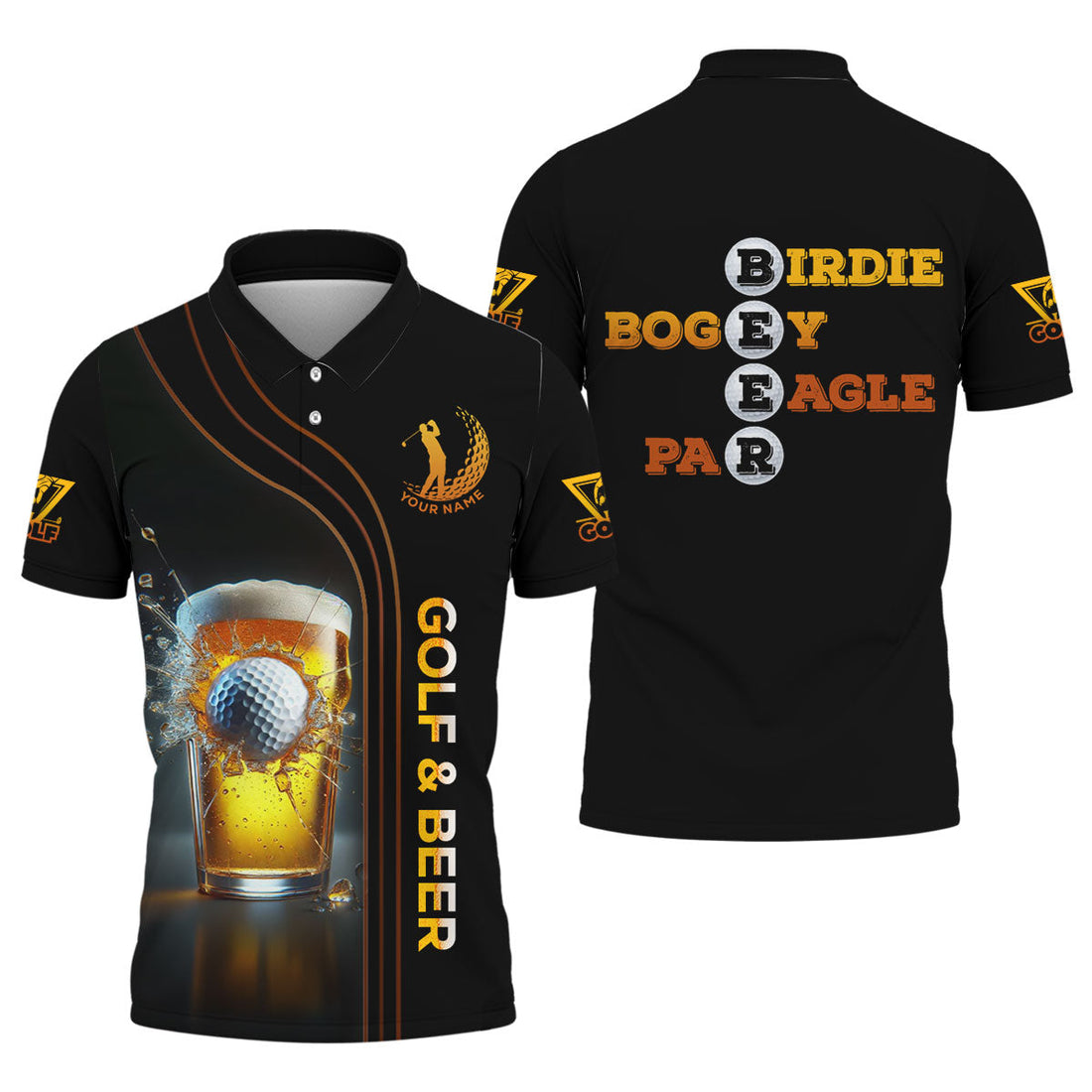 Golf And Beer Custom Funny Golf Polo Shirt, Mens Golf Gift, Gift For Golfers, Dad Golf Gift