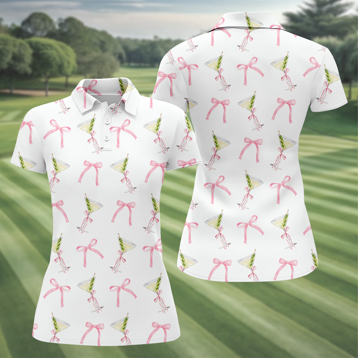 Margarita Golf Shirt For Women, Coquette Pattern Ladies Golf Tops, Ladies Sleeveless Golf Shirts, Matching Golf Shirts