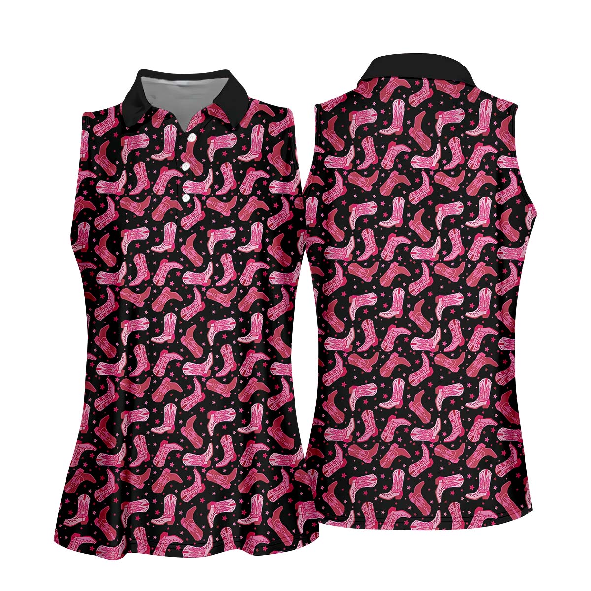 Pink Cowboy Boots Womens Golf Polo Shirt, Golfing Apparel, Womens Golf Gifts