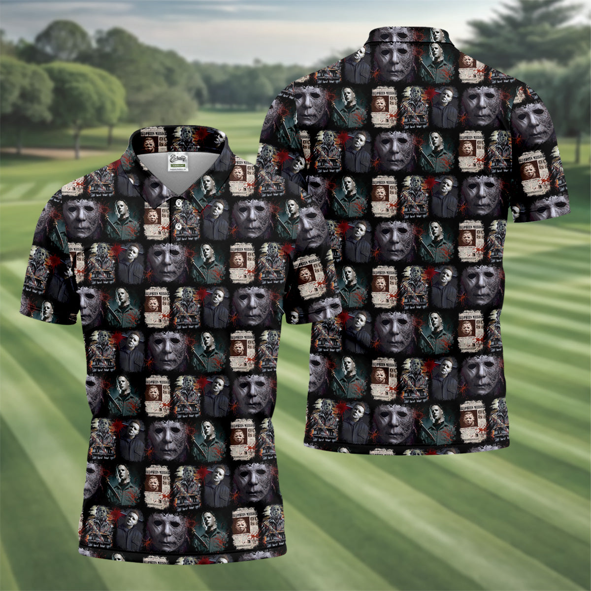 Michael Myers Halloween Fun Men's Golf Polos, Classic Horror Characters Men Polo, Horror Movie Shirt