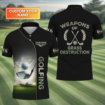 Weapons Of Grass Destruction Custom Funny Golf Polo Shirt, Mens Golf Gift, Gift For Golfers