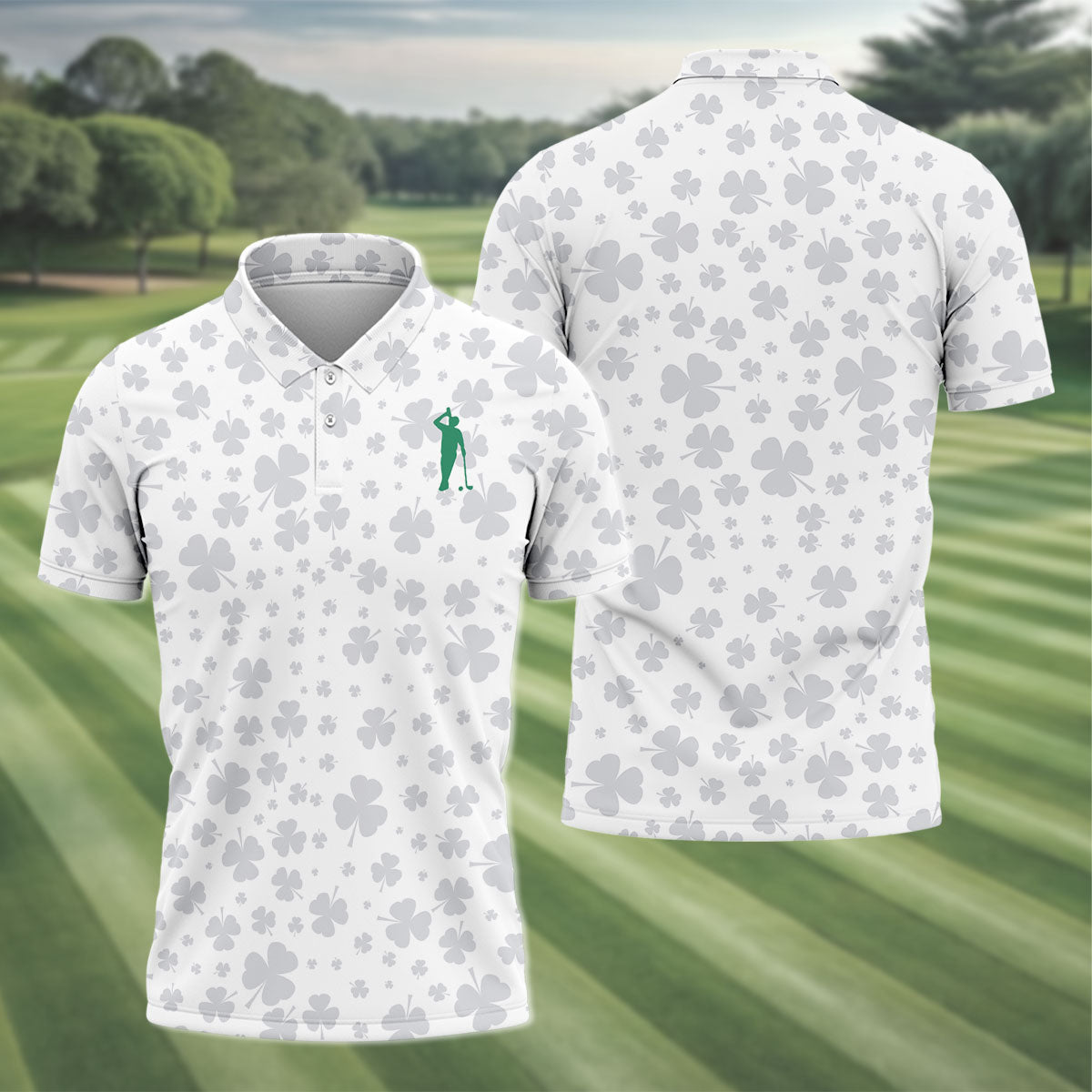 Shamrock Golf Polo Shirt, Mens Golf Shirt, Gift For Golfer