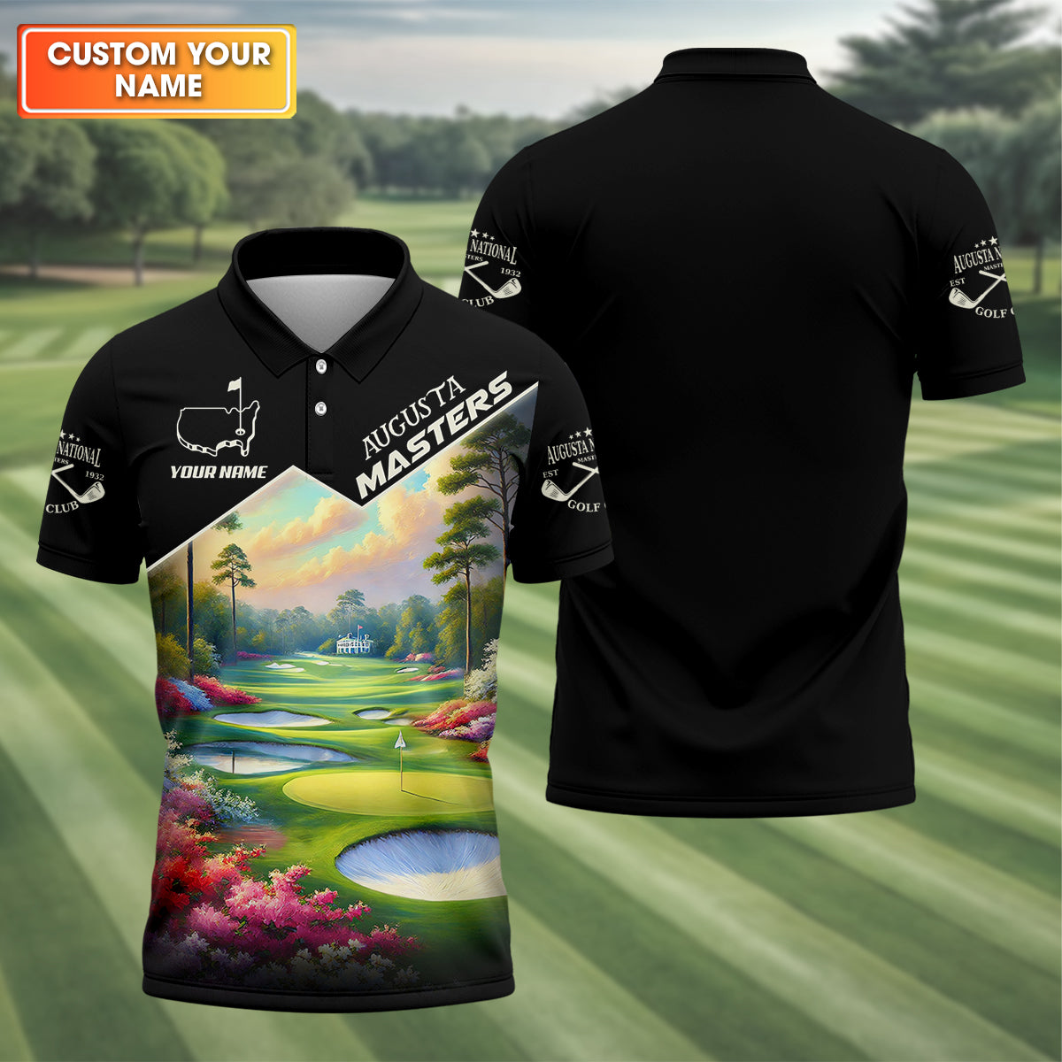 Augusta Master Custom Men's Golf Polo Shirt, Golfing Apparel, Mens Golf Gift, Funny Golf Polo Shirt