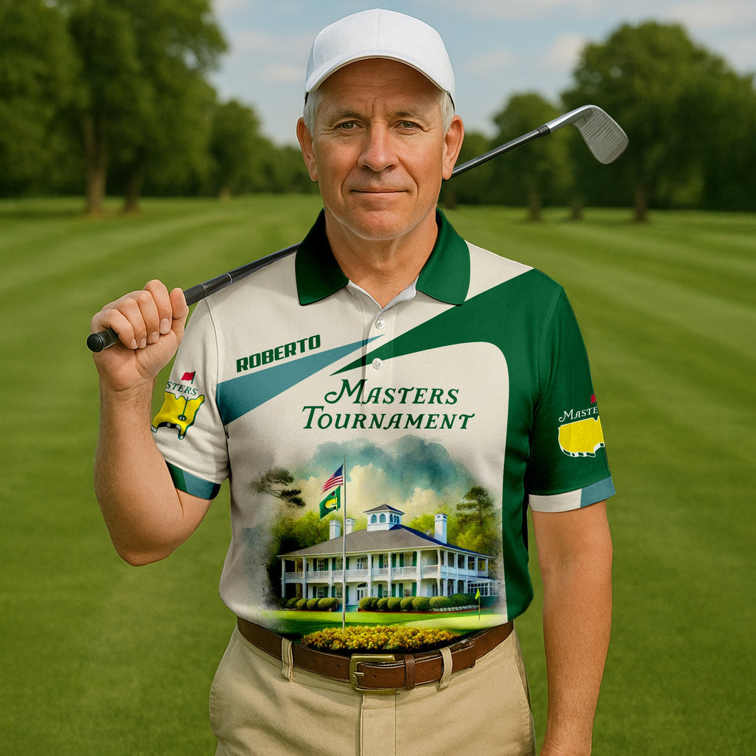 Masters Tournament Augusta Golf Course Customize Mens Golf Polo Shirt, Golfing Apparel, Funny Golf Shirt