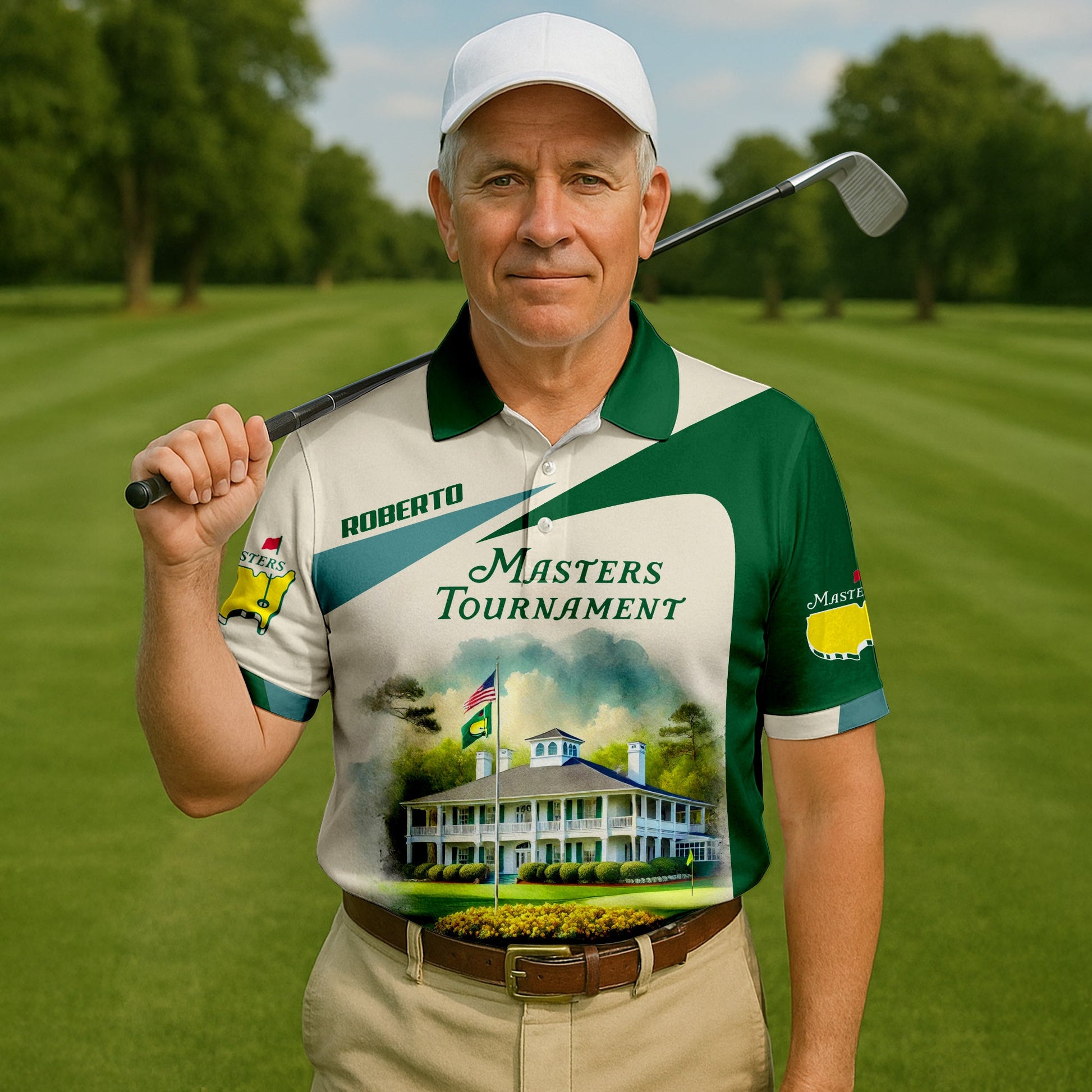 Masters Tournament Augusta Golf Course Customize Mens Golf Polo Shirt, Golfing Apparel, Funny Golf Shirt