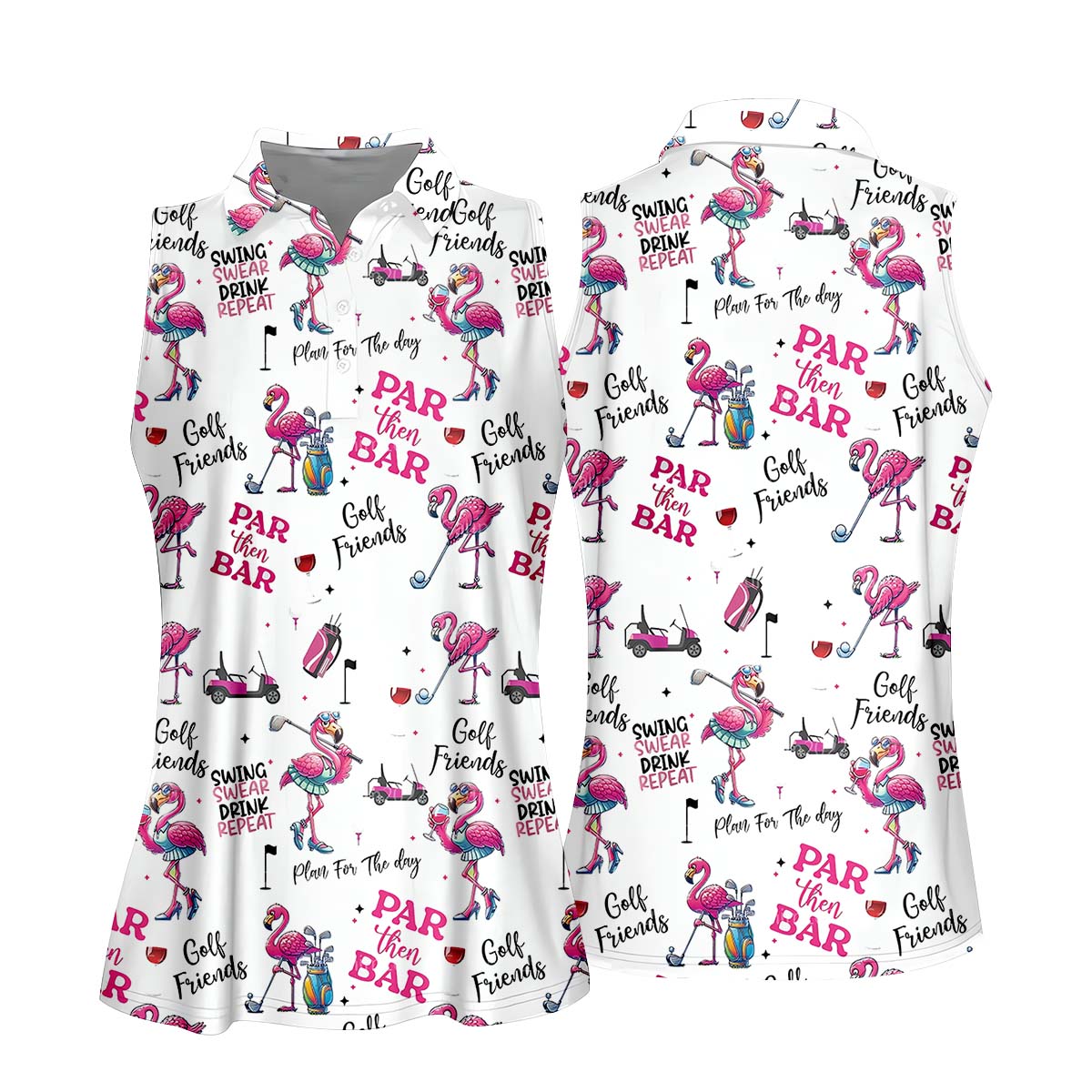 Par Then Bar Flamingo Funny Womens Golf Polo Shirt, Custom Ladies Golf Shirt