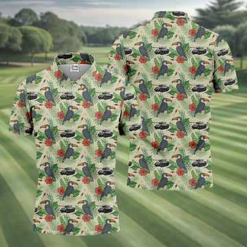 Tropical Toucan Golf Polo Shirts, Golfing Apparel, Men Golf Gift, Funny Golf Shirt, Tropical Shirt