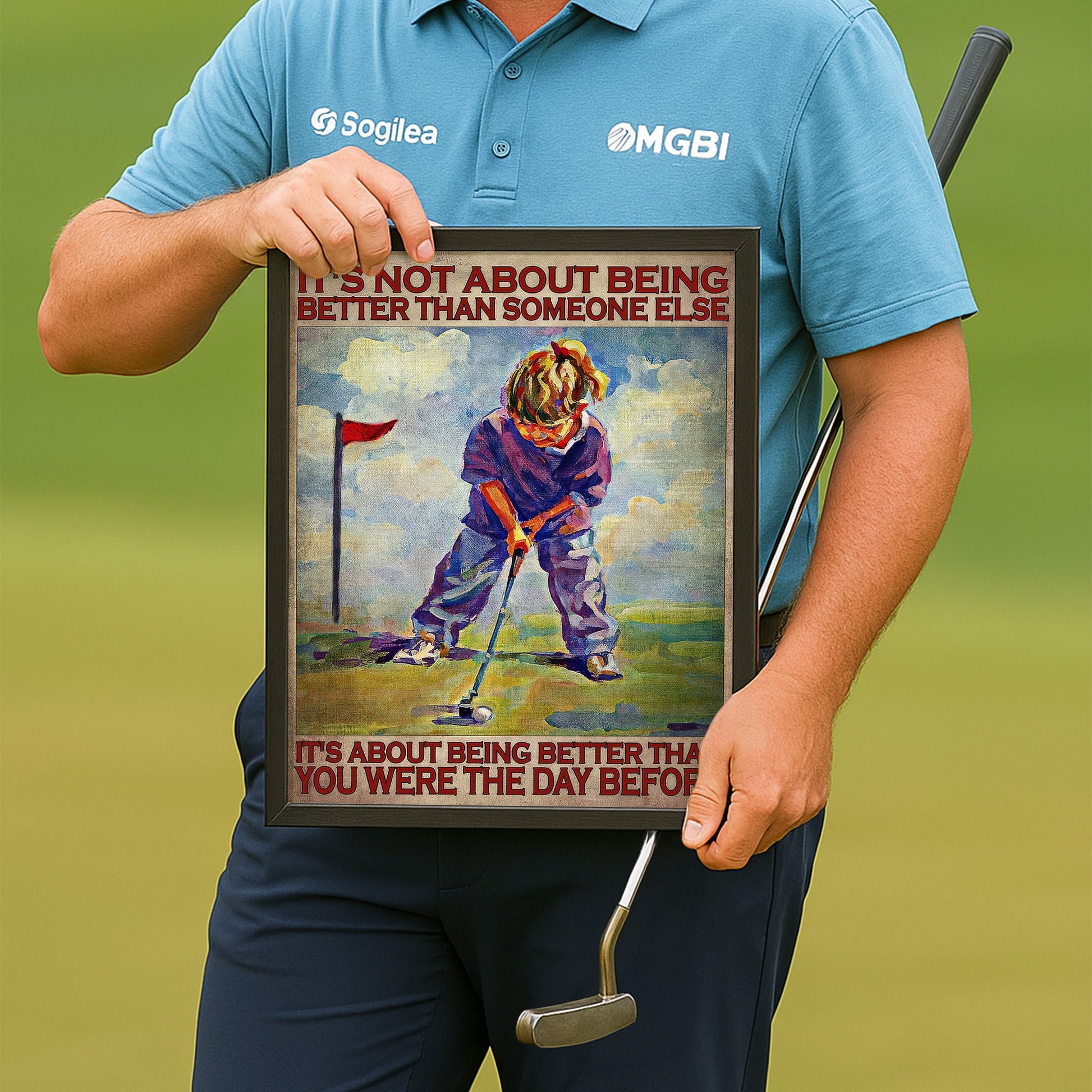It's Not About Being Better Than Someone Else Canvas Wall Art, Golf Decor, Gift For Golf Lovers