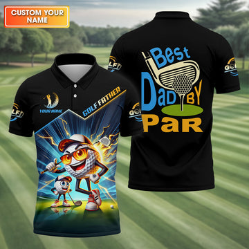 Best Dad By Par Golf Father Custom Men's Golf Polo Shirt, Funny Golf Shirt, Christmas Golf Gift