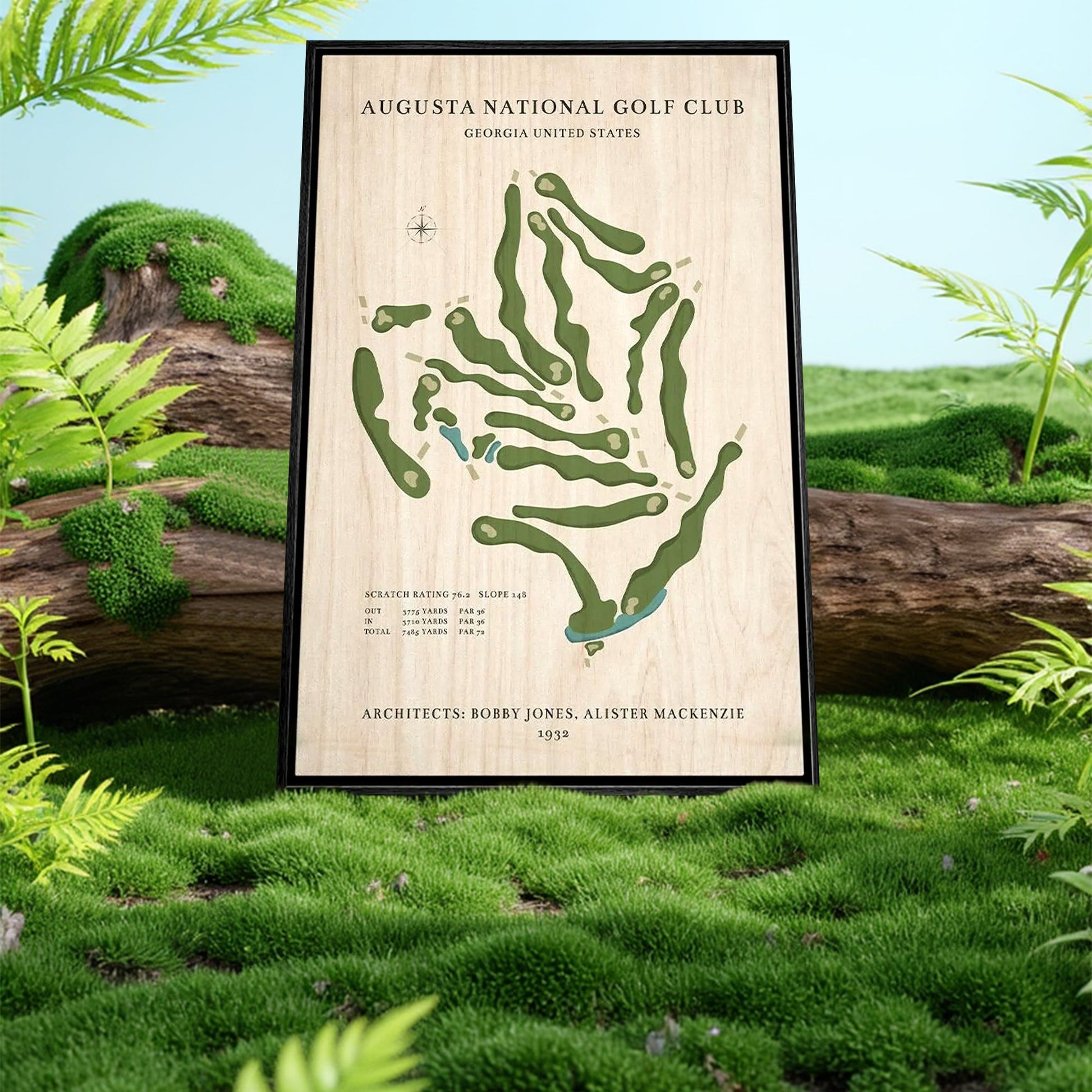 Custom Golf Course Map Canvas, Golf Decor, Gift For Golfer