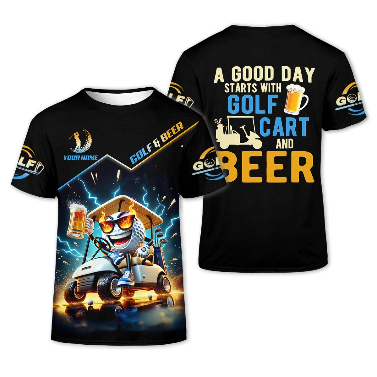 A Good Day Starts With Golf Cart & Beer Custom Golf Polo Shirt, Funny Golf Shirt, Men Golf Gift
