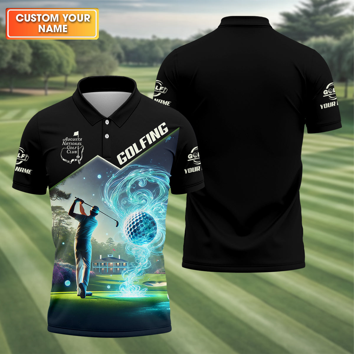 Augusta Golf Club Custom Men's Golf Polo Shirt, Golfing Apparel, Golf Gifts For Men