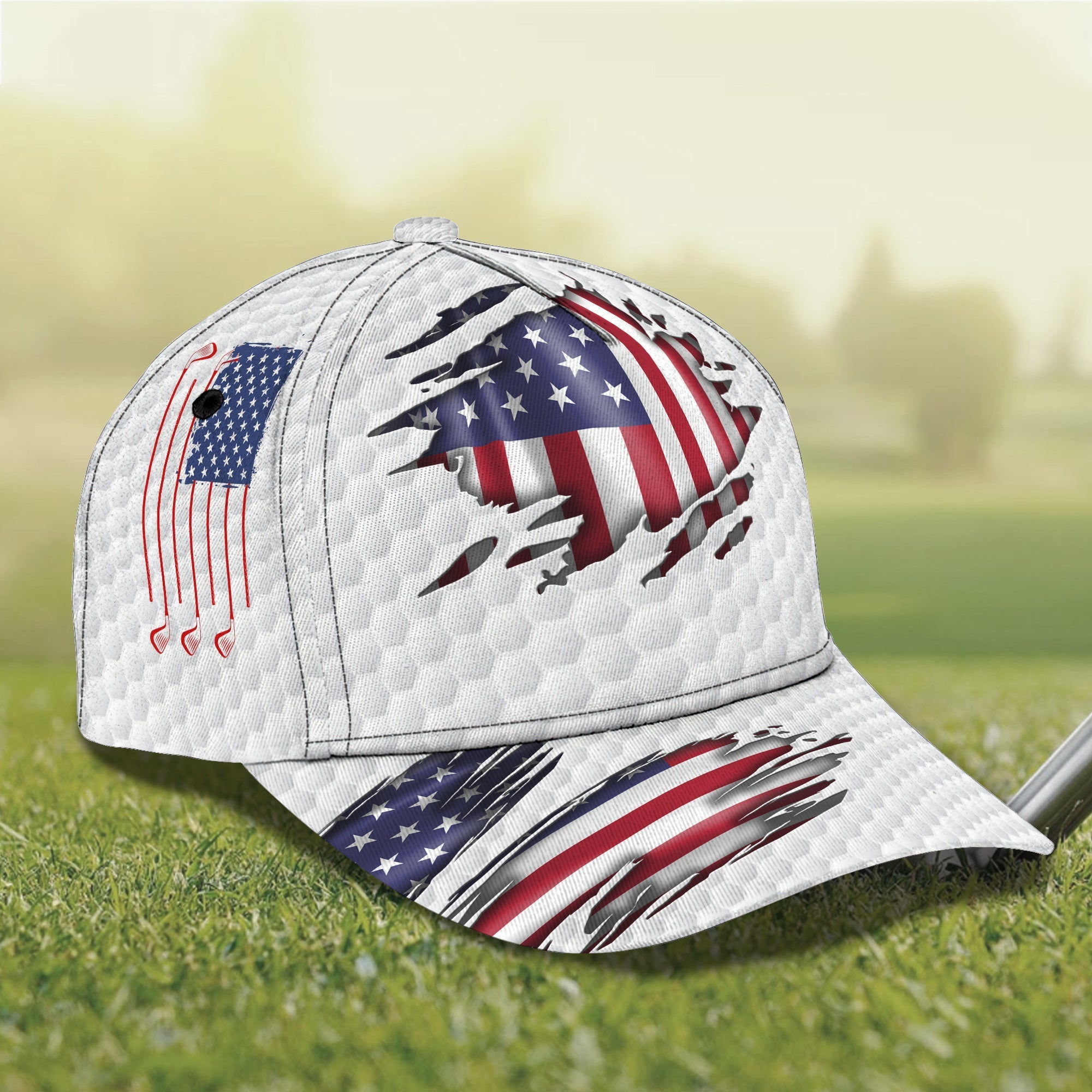 US Flag Cap, 3D Full Print Golf Cap, Gifts For Golfers