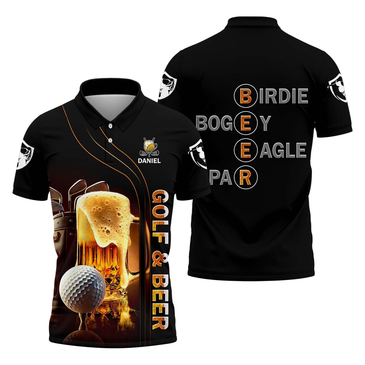 Golf And Beer Custom Men's Funny Graphic Golf Polo Shirt, Dad Golf Gift