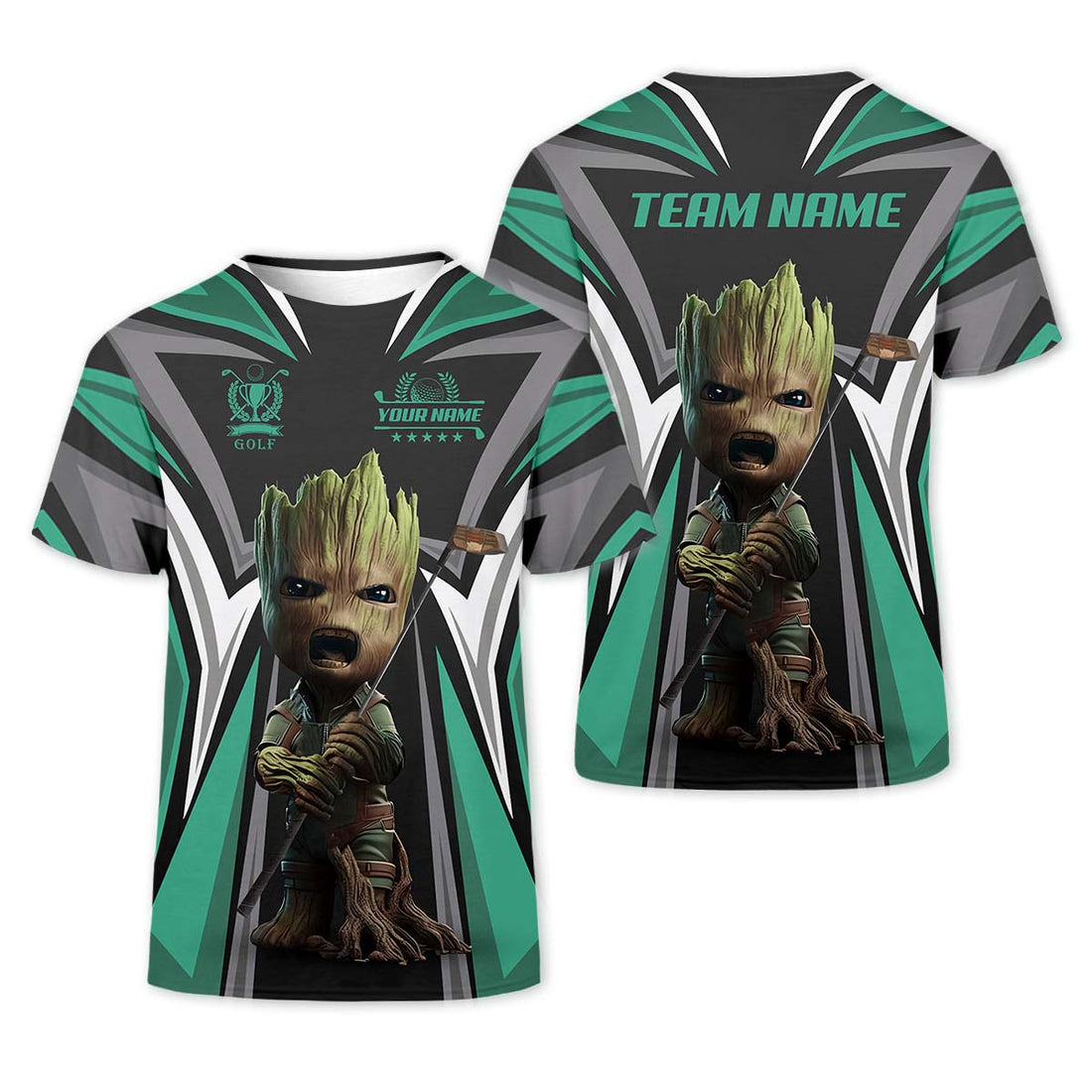Angry BabyGroot Customize Golf Polo Shirt, Gift For Golfers, Golf Gift Ideas