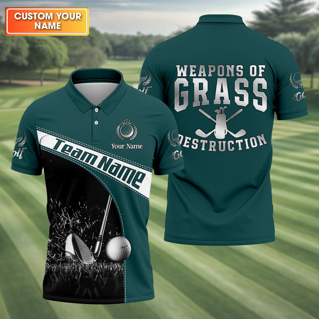 Weapons Of Grass Destruction Custom Men's Golf Polo Shirt, Funny Golf Shirt, Dad Golf Gift