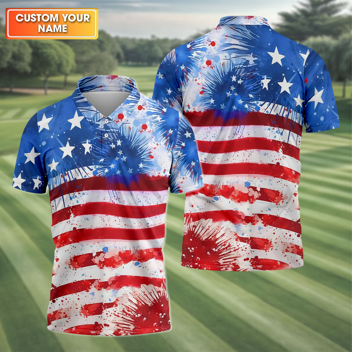America Flag Golf Polo Shirt For Men, Hilarious Golf Shirt, Dad Golf Gift