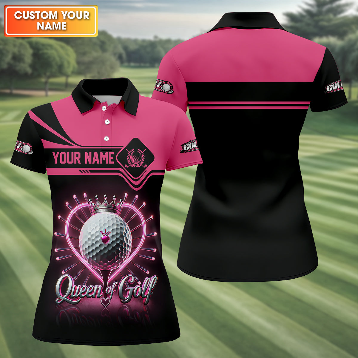 Queen Of Golf Custom Funny Womens Golf Polo Shirt, Ladies Golf Shirt, Mothers Day Gifts