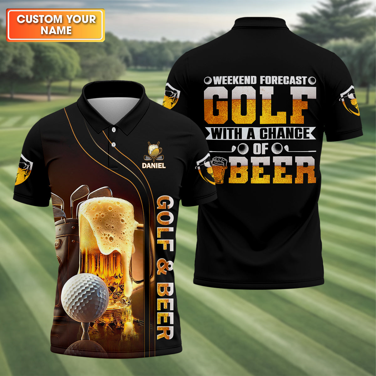 Weekend Forecast Golf With A Change Of Beer Custom Golf Polo Shirt, Mens Golf Gift, Golf Lover Gift