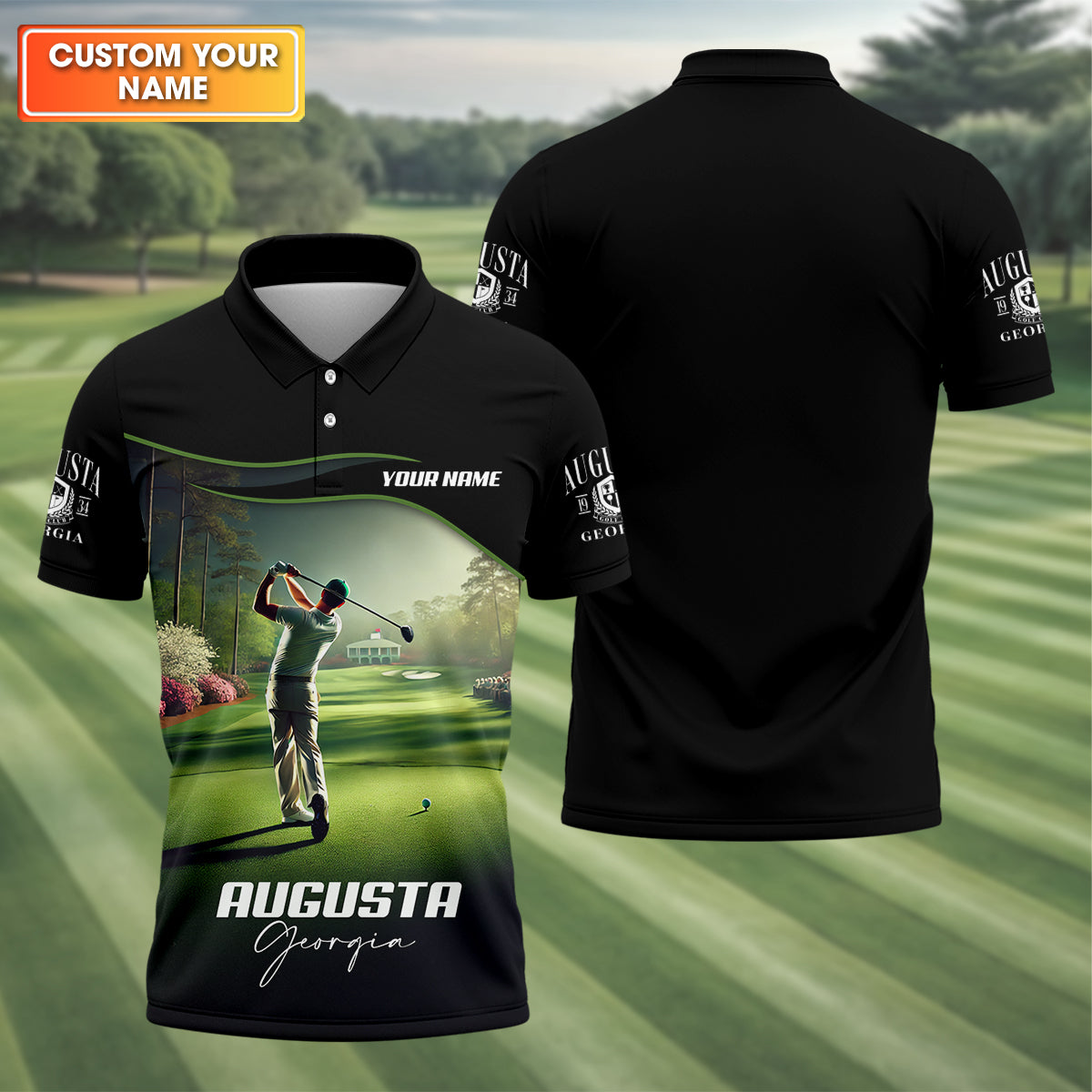 Augusta Georgia Custom Men's Golf Polo Shirt, Funny Golf Shirt, Gift For Golfers