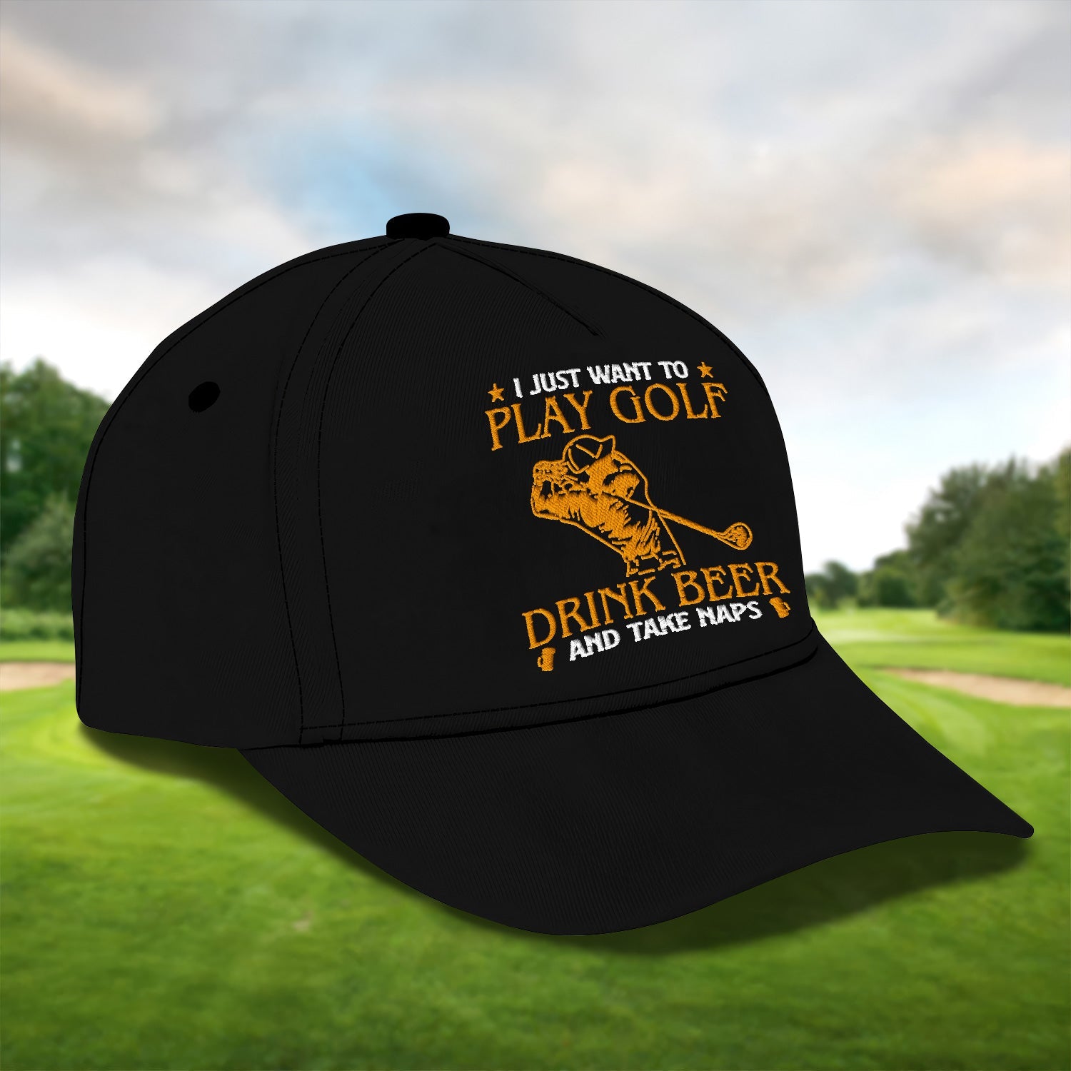 I Just Want To Play Golf Embroidered Baseball Cap, Golf Hat, Dad Golf Gift