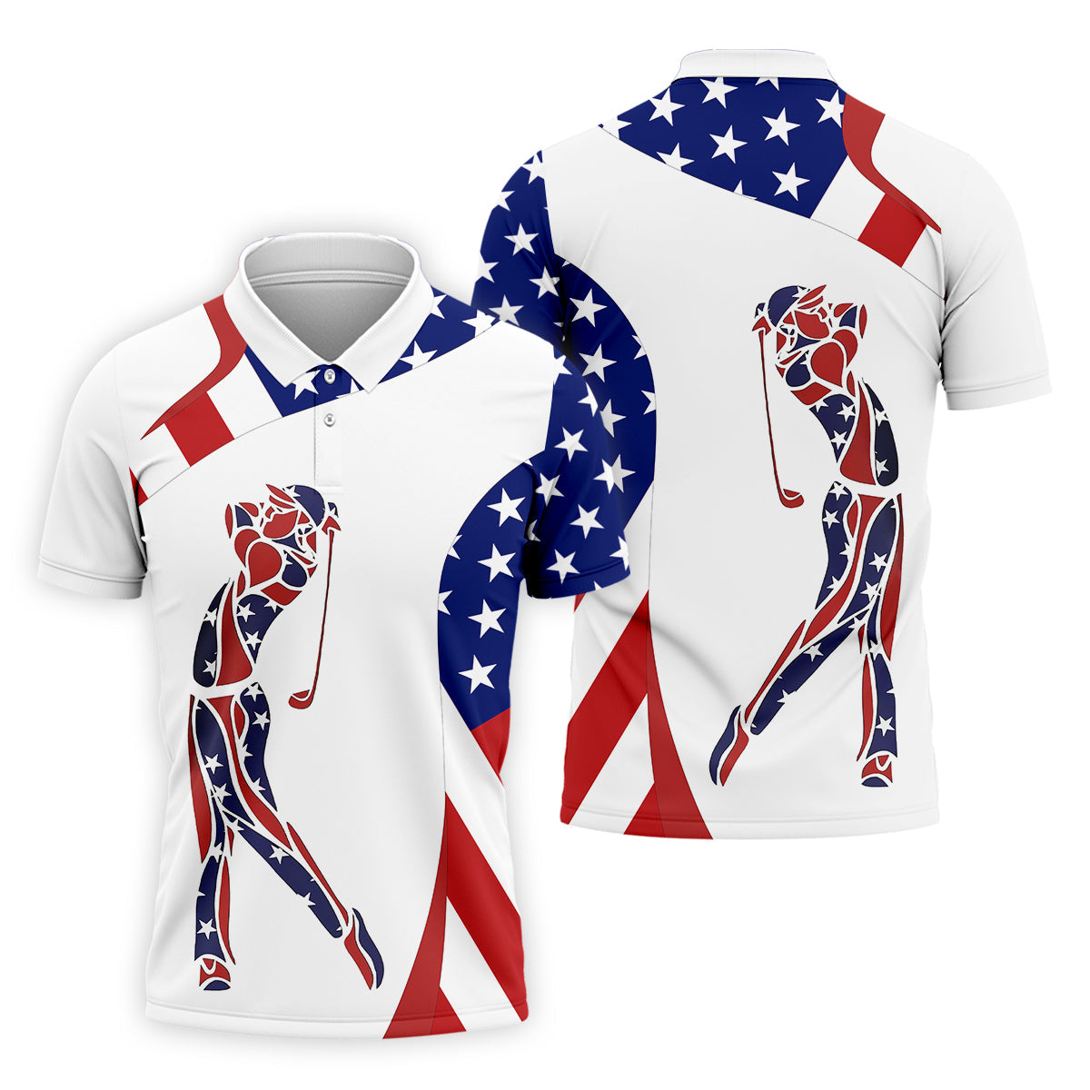 American Golfer Mens Golf Polo Shirt, Mens Golf Gift, Mens Golf Shirt