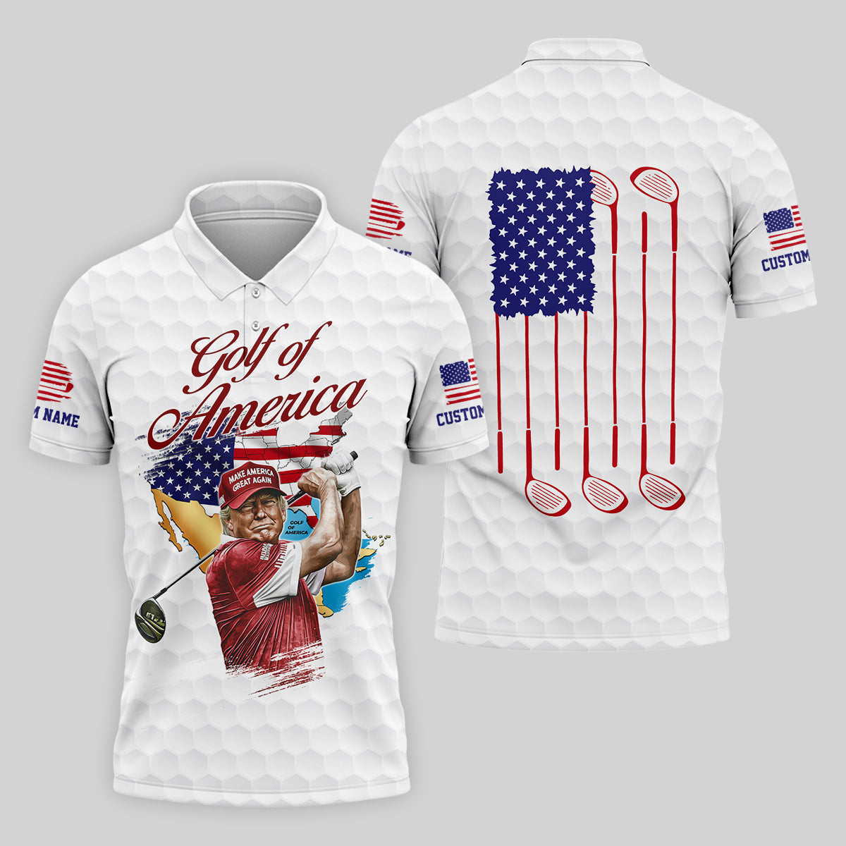 Golf Of America Custom Men's Golf Polo Shirt, Funny Golf Shirt, Christmas Golf Gift