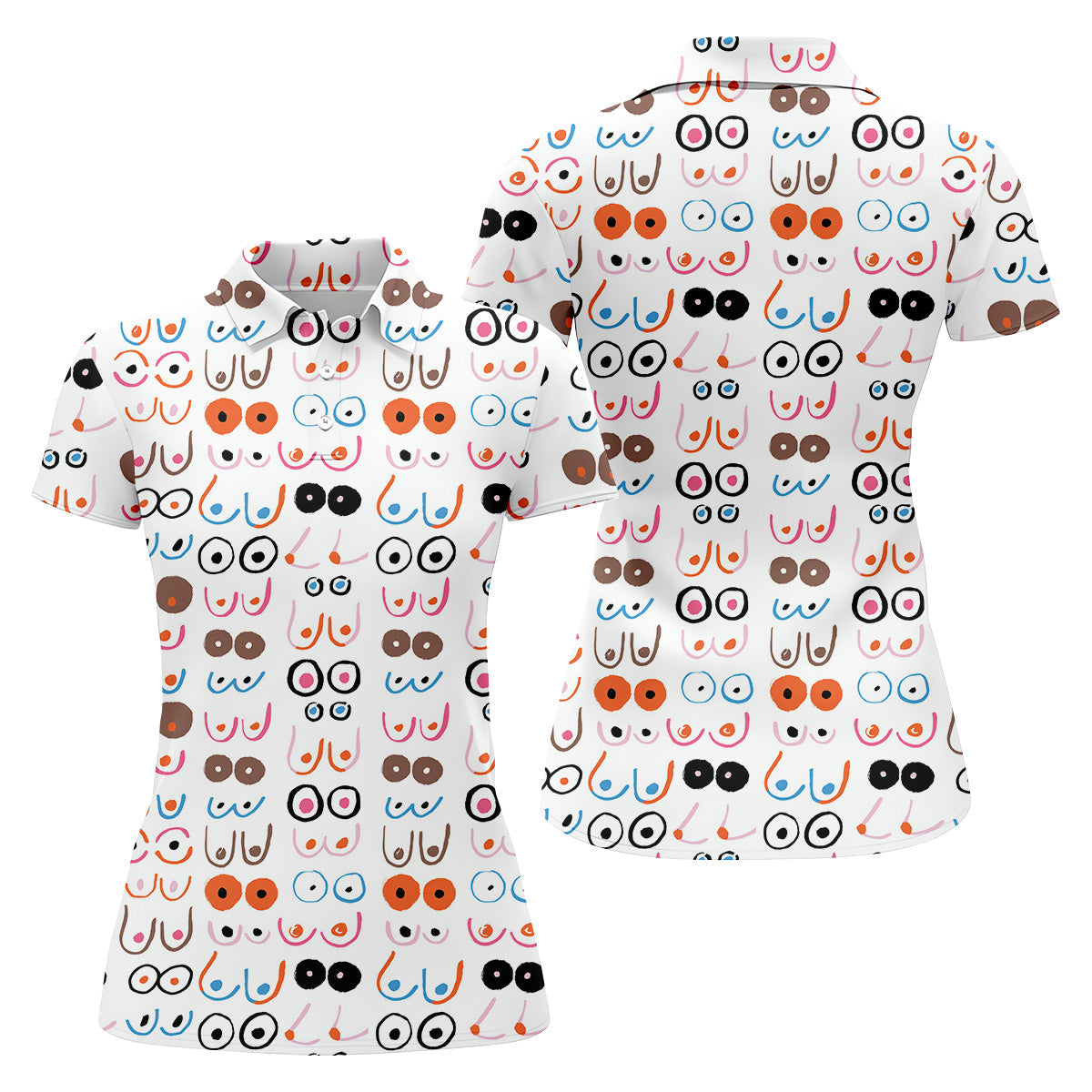 Funny Boob Womens Golf Polo Shirt, Ladies Golf Clothes, Custom Ladies Golf Shirt