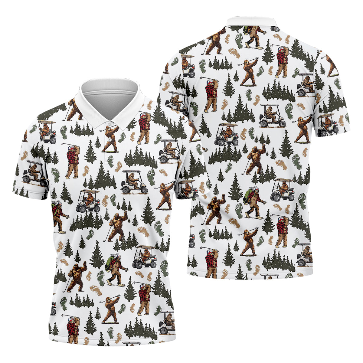 Bigfoot Sasquatch Men's Golf Polo Shirt, Funny Golf Shirt, Men Golf Gifts