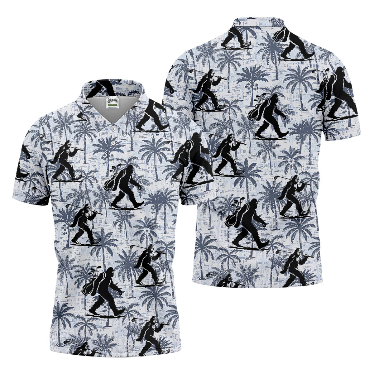 Funny Bigfoot Golf Hawaiian Shirt, Tropical Golf Shirts, Mens Golf Polo Shirts, Cool Golf Gifts