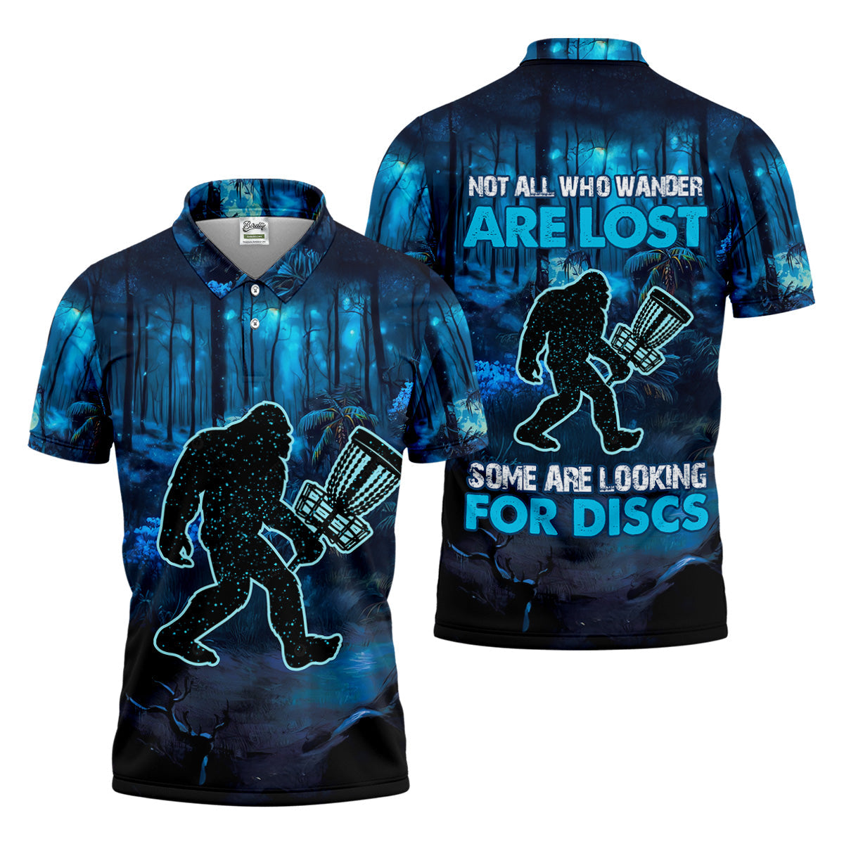 Not All Who Wander Are Lost Bigfoot Discs Golf Men's Golf Polo Shirt, Funny Golf Shirt, Dad Golf Gift