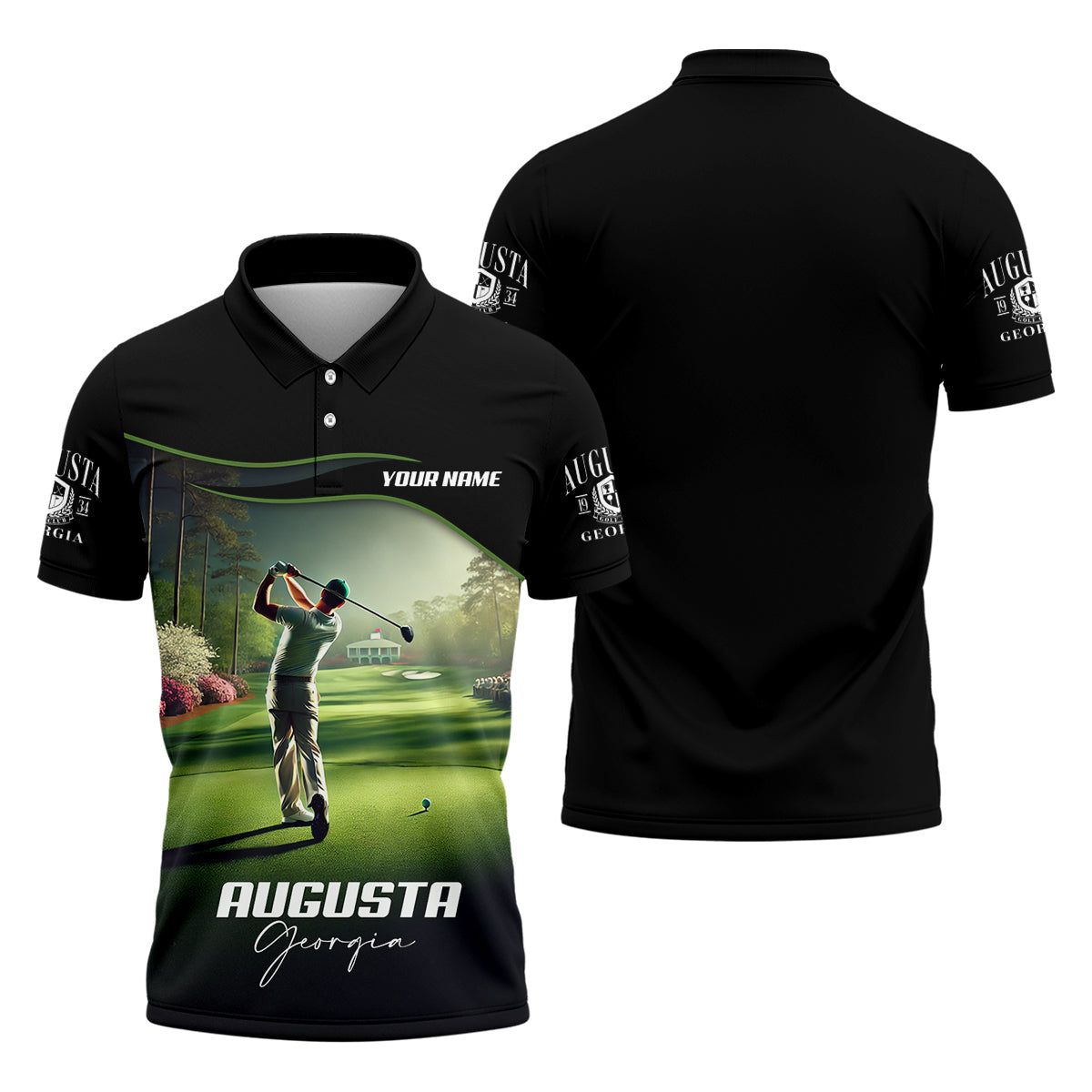 Augusta Georgia Custom Men's Golf Polo Shirt, Funny Golf Shirt, Gift For Golfers