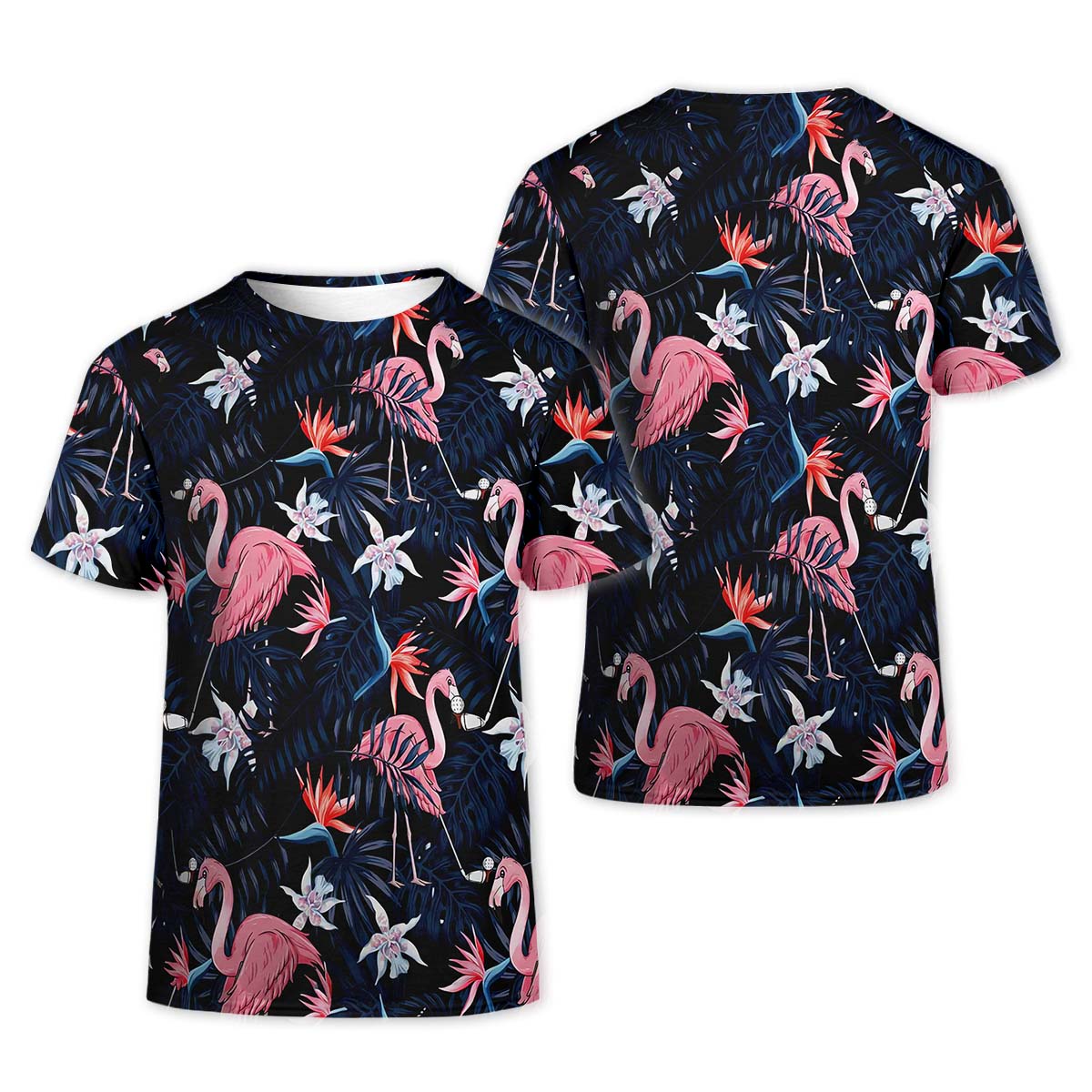 Tropical Flamingo Womens Golf Polo Shirt, Custom Ladies Golf Shirt, Womens Golf Gifts